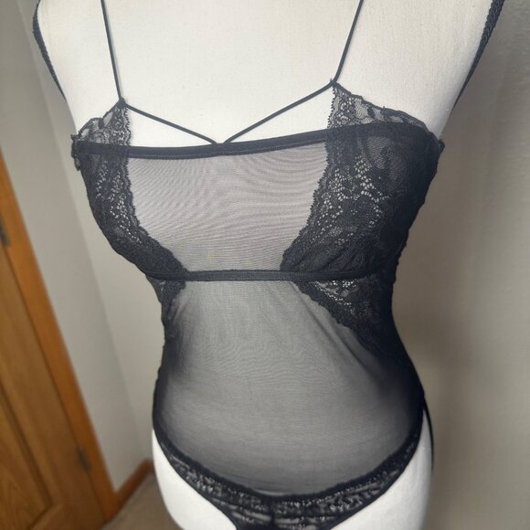 Zara Womens Black Sheer Lace Bodysuit With Adjustable Straps Size Small NWT - Picture 15 of 16